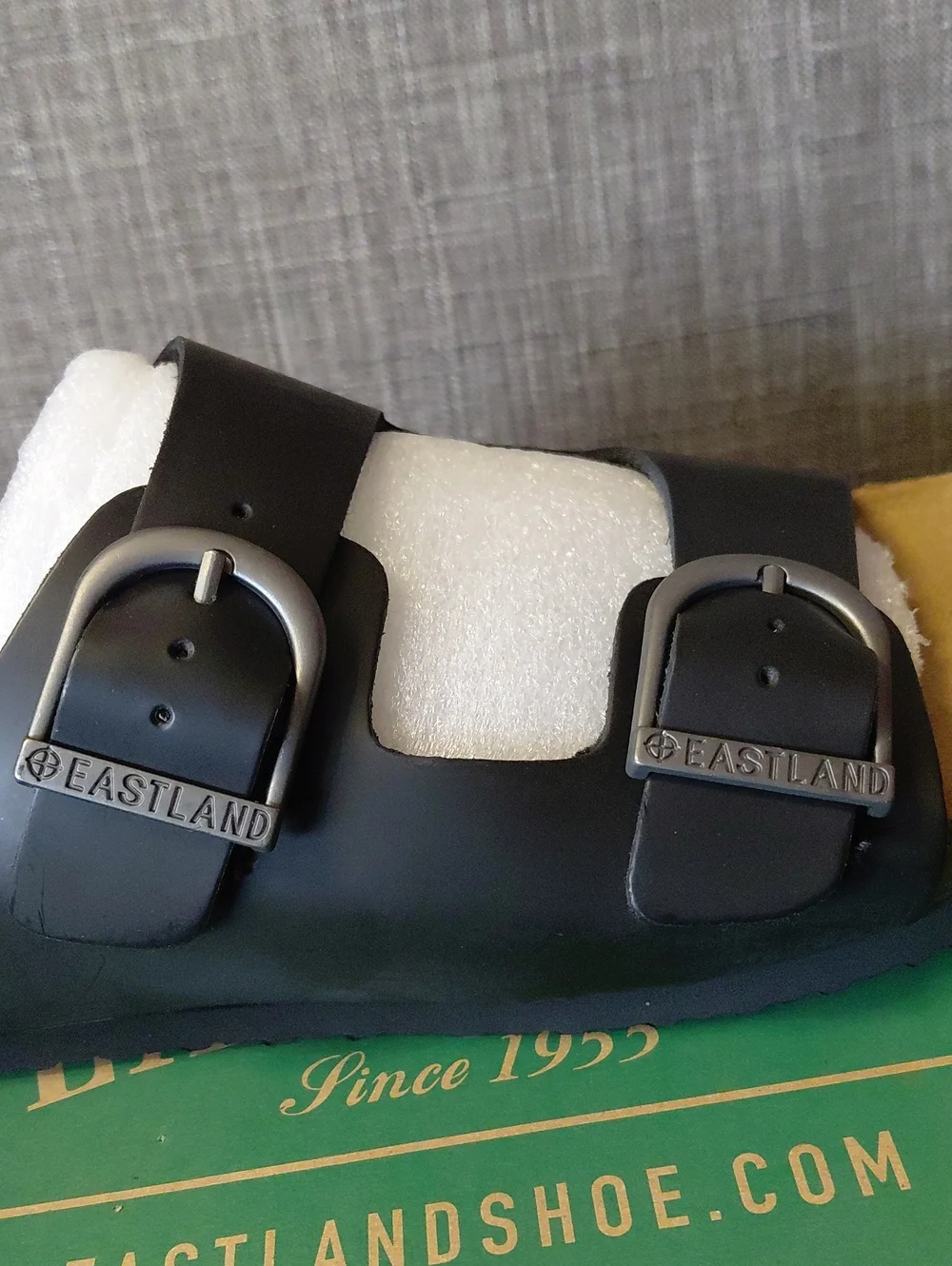 Eastland Men's Black Dual-Strap Buckle Slide Sandals Size 8